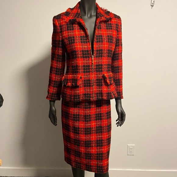 Jackets & Blazers - VTG CANADA MADE PLAID BLAZER SKIRT SET